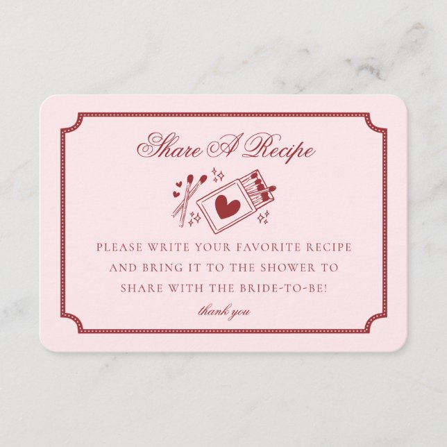Carte D'accompagnement Perfect Match Made in Heaven Pink Share a Recipe (Devant)