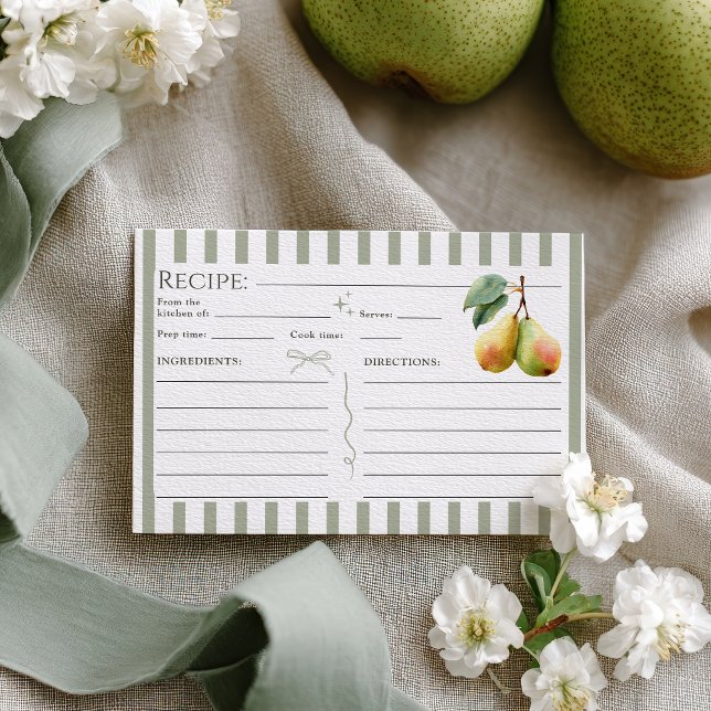 Carte D'accompagnement Perfect Pear Retro Vieux argent Paire Recette de n (Perfect Pear Retro Old Money Pair Bridal recipe Enclosure Card)