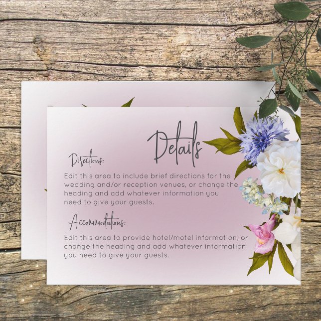 Carte D'accompagnement Peri Blanc Mauve Floral Détails Moderne (Créateur téléchargé)
