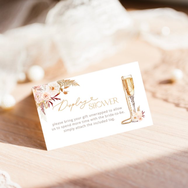 Carte D'accompagnement Perles et Prosecco avec douche à affichage floral (Créateur téléchargé)