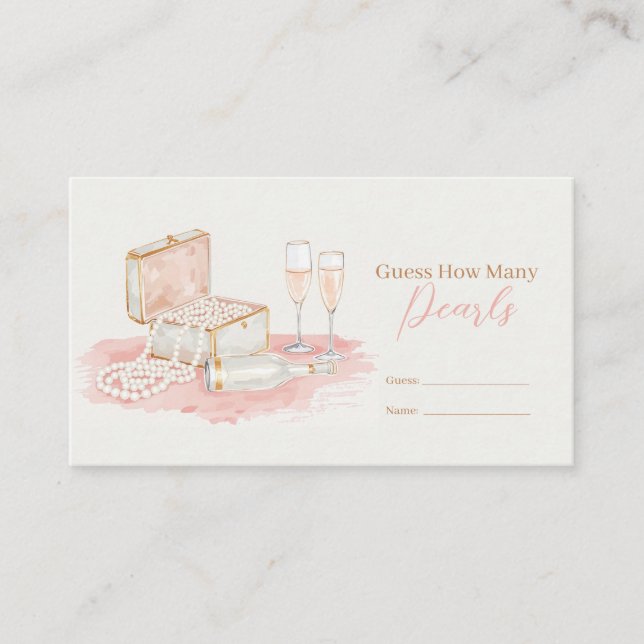 Carte D'accompagnement Perles & Prosecco Devinez combien de perles (Devant)