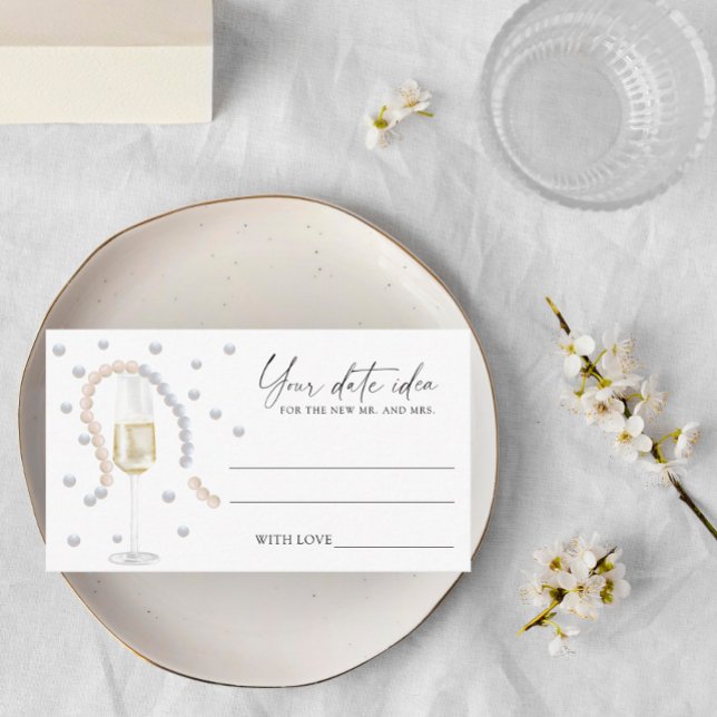Carte D'accompagnement Perles & Prosecco - Idées de la nuit de date \ Jar (Créateur téléchargé)