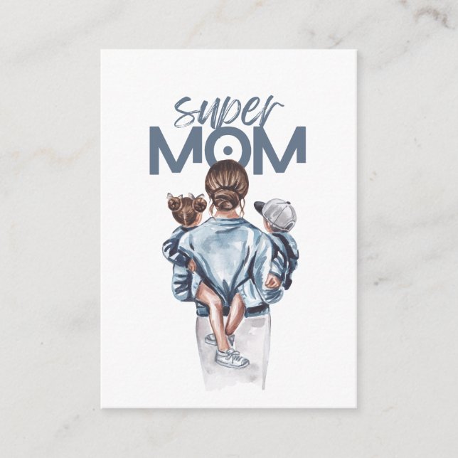 Carte D'accompagnement Personalized Super Mom with Son and Daughter Gift  (Devant)