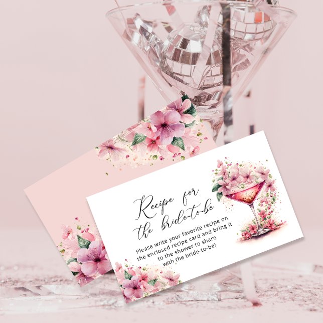 Carte D'accompagnement Pétales et Prosecco Recette florale rose (Créateur téléchargé)