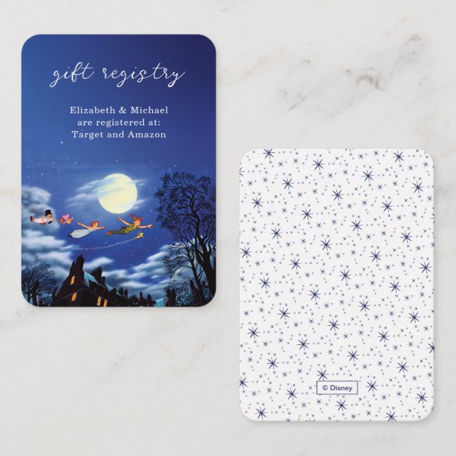 Carte D'accompagnement Peter Pan | Neverland Baby shower Cadeau Registry (Devant / Derrière)