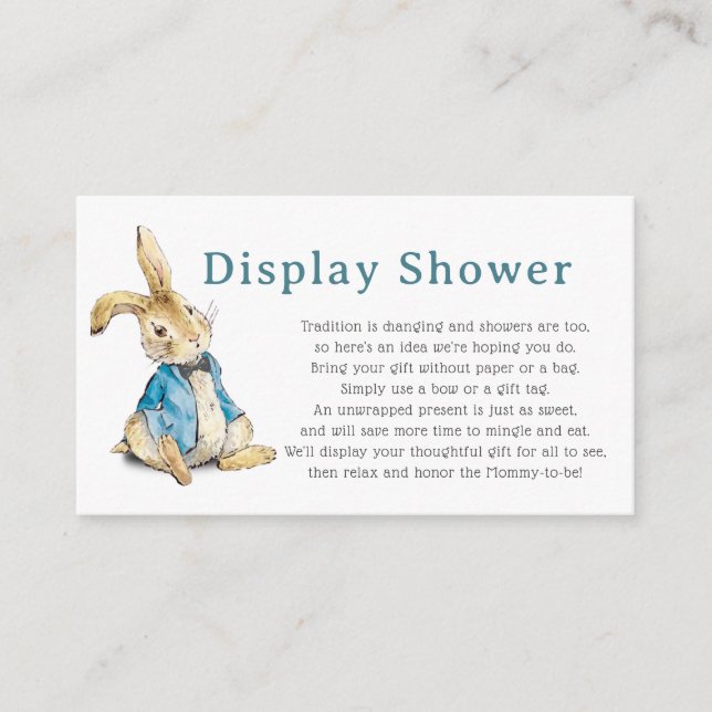 Carte D'accompagnement Peter Rabbit Afficher Baby shower garçon douche (Devant)