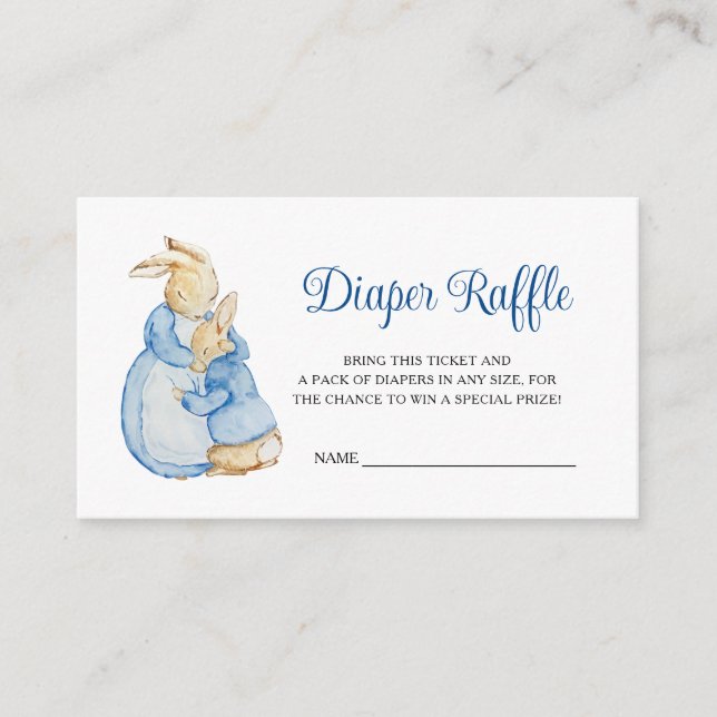 Carte D'accompagnement Peter Rabbit Baby shower Déchets Raffle (Devant)