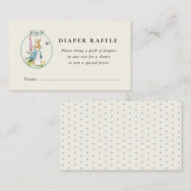 Carte D'accompagnement Peter Rabbit Bébé garçon douche Chevalier Raffle (Devant / Derrière)
