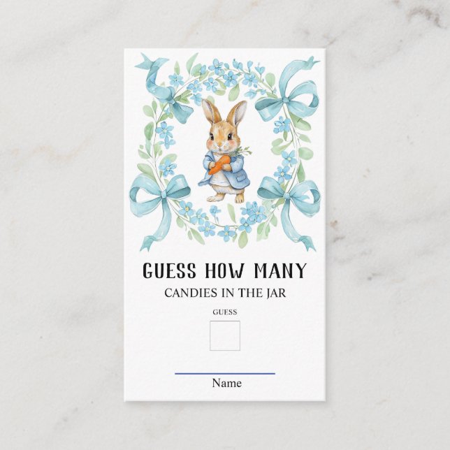 Carte D'accompagnement Peter Rabbit Devine Combien De Baby showers Jeu (Devant)