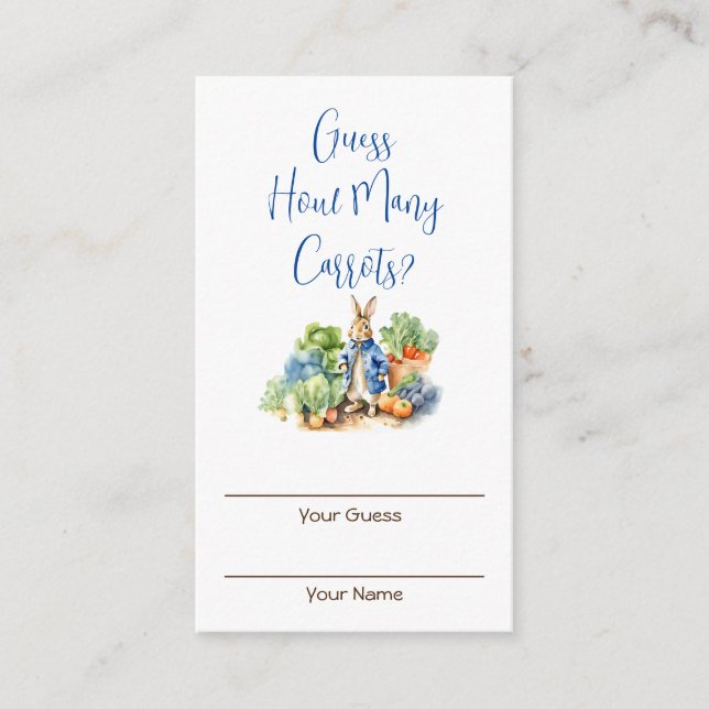 Carte D'accompagnement Peter Rabbit devine combien de carottes (Devant)