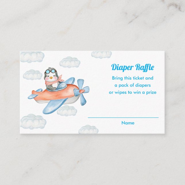 Carte D'accompagnement Petit Baby shower bleu Penguin Animal Déchets Raff (Devant)