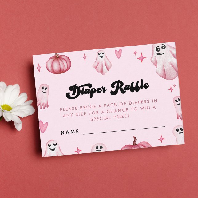 Carte D'accompagnement Petit Baby shower Boo Fantôme rose Repas de couche (Créateur téléchargé)