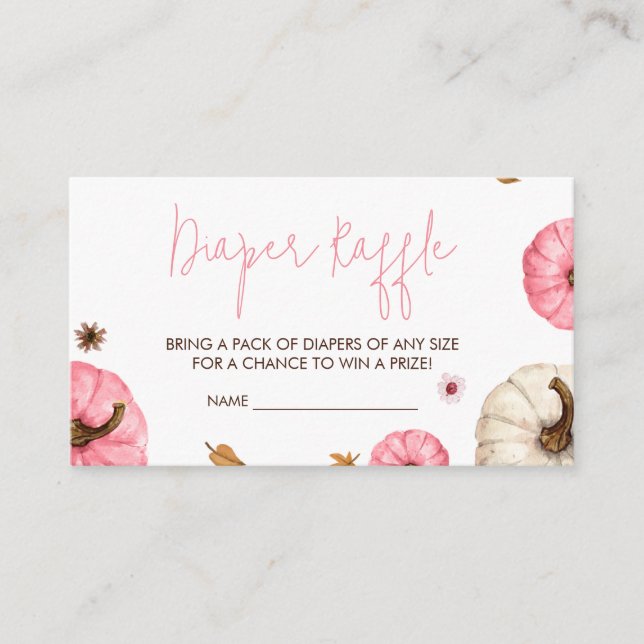 Carte D'accompagnement Petit Baby shower Citrouille Chute Rose Petit Barr (Devant)