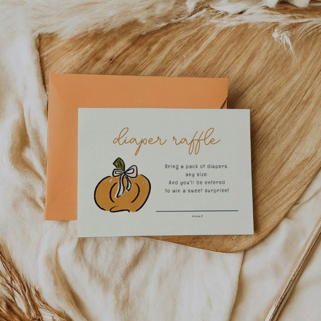 Carte D'accompagnement Petit Baby shower Citrouille de carafe (Cute pumpkin baby shower diaper raffle enclosure card.)