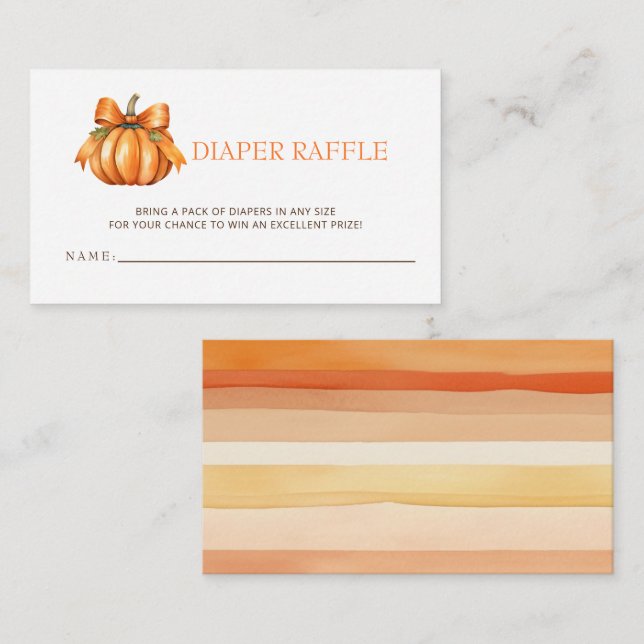 Carte D'accompagnement Petit Baby shower citrouille Déchets Raffle (Devant / Derrière)