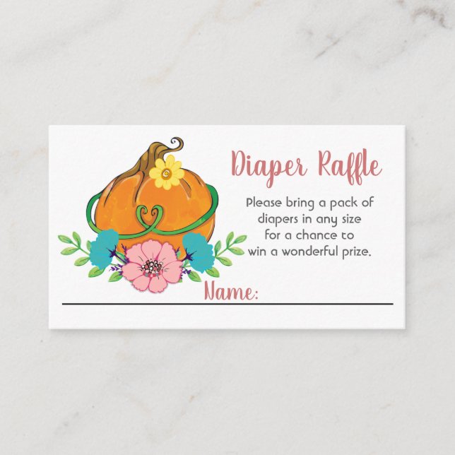 Carte D'accompagnement Petit Baby shower Citrouille Déchets Raffle (Devant)
