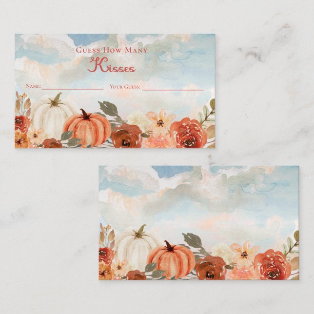 Carte D'accompagnement Petit Baby shower Citrouille Devine Combien De Bai (Devant / Derrière)