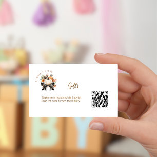 Carte D'accompagnement Petit Baby shower Citrouille Registre cadeau code 