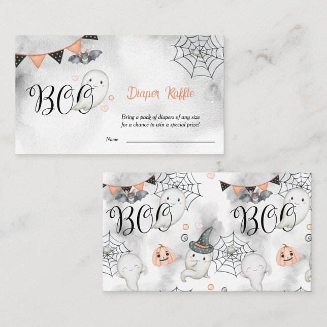 Carte D'accompagnement Petit Baby shower d'automne de fantôme de Boo Déch (Devant / Derrière)