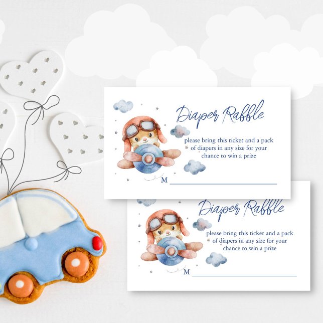 Carte D'accompagnement Petit baby shower d'avion-pilote tombole (Little pilot airplane baby shower diaper raffle enclosure card raffle tickets)