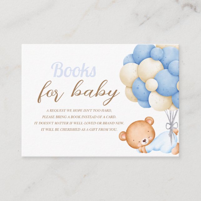 Carte D'accompagnement Petit Baby shower de balloon Teddy Livres pour béb (Devant)