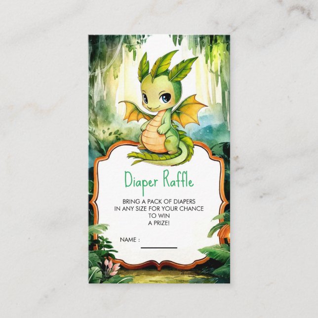 Carte D'accompagnement Petit Baby shower de dragon enchanté (Devant)