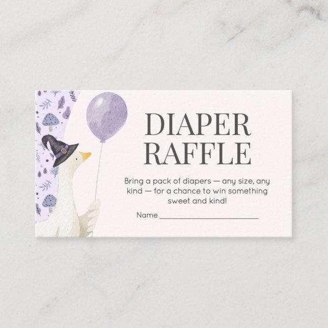 Carte D'accompagnement Petit Baby shower d'oie soyeux Raffle de couche (Devant)