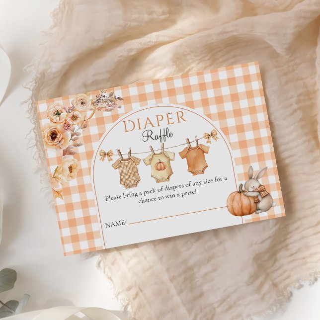 Carte D'accompagnement Petit Baby shower Floral Citrouille Déchets Raffle (Créateur téléchargé)