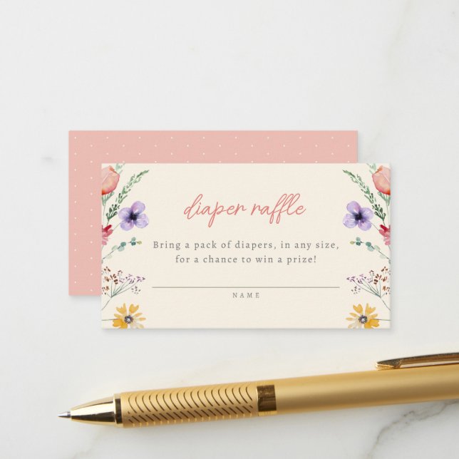 Carte D'accompagnement Petit Baby shower Floral Fleur sauvage Déchets Raf (Devant/Arrière en situation)
