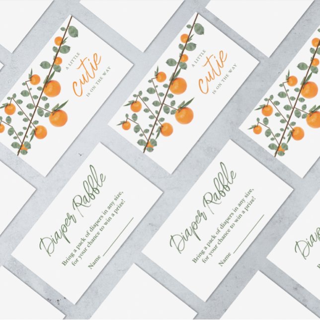Carte D'accompagnement Petit Baby shower orange Cutie Raffin de couche (Créateur téléchargé)