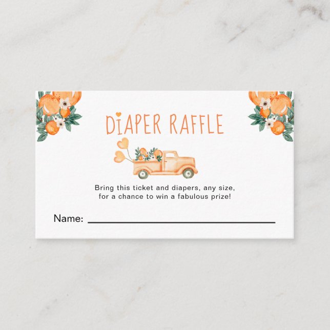 Carte D'accompagnement Petit Baby shower orange Cutie Raffin de couche (Devant)
