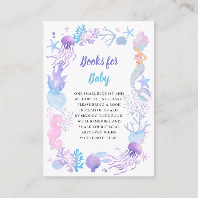 Carte D'accompagnement Petit Baby shower Pastel de Sirène | Livres Pour B (Devant)