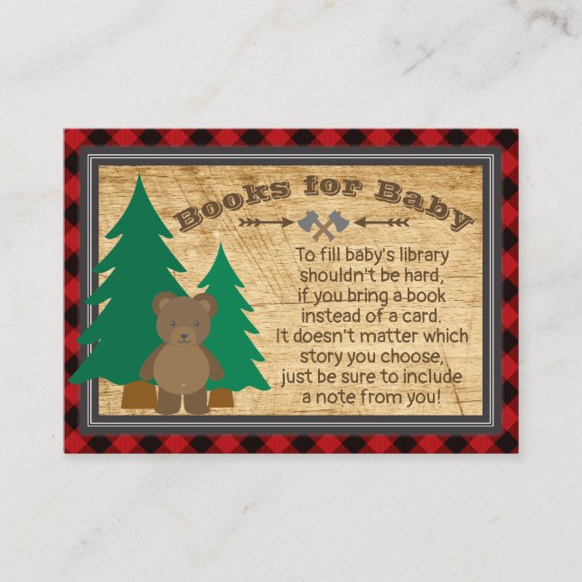 Carte D'accompagnement Petit Baby shower Plaid de bûcheron Apportez un li (Devant)