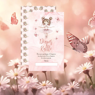 Carte D'accompagnement Petit Baby shower rose Ballerina Raffle de couche