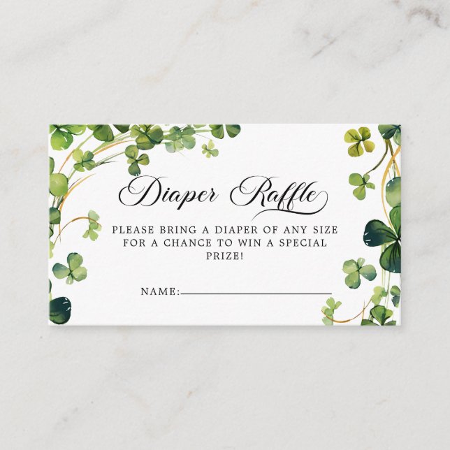 Carte D'accompagnement Petit Baby shower Shamrock Déchets Raffle (Devant)