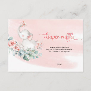 Carte D'accompagnement Petit bébé éléphant doux eucalyptus tombole