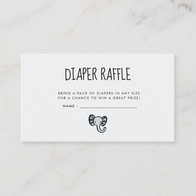Carte D'accompagnement Petit Blue Elephant Baby shower de couche tombole (Devant)