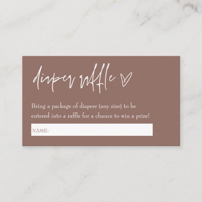 Carte D'accompagnement Petit Boho Neutral Hello Baby Diaper Raffle (Devant)