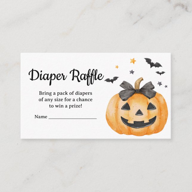 Carte D'accompagnement Petit Boo Citrouille Éffrayant Baby Diaper Raffle (Devant)