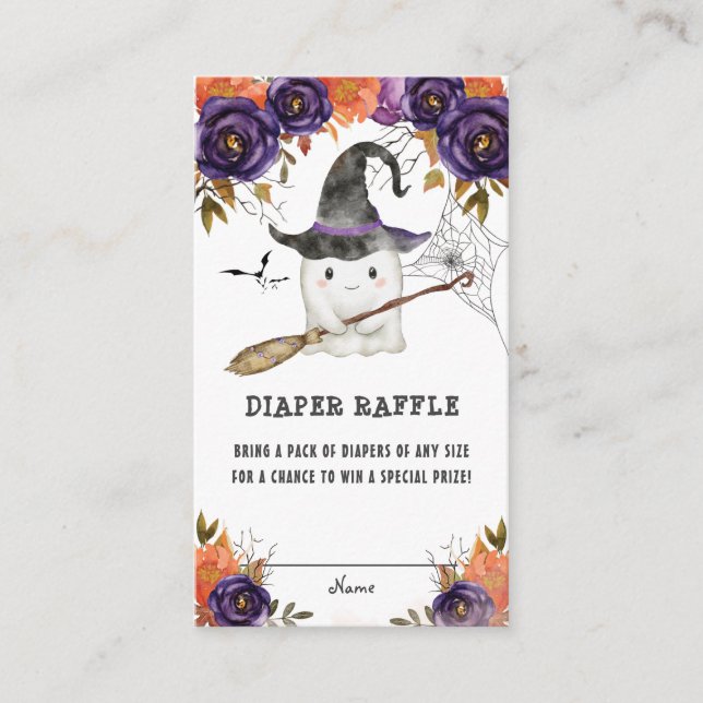 Carte D'accompagnement Petit Boo Halloween Baby shower Déchets Raffle (Devant)