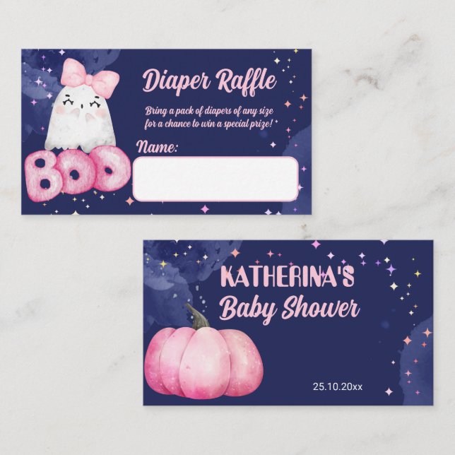 Carte D'accompagnement Petit boo Halloween fille baby shower de couche to (Devant / Derrière)
