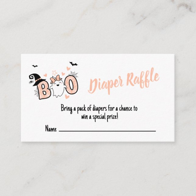 CARTE D'ACCOMPAGNEMENT PETIT BOO HALLOWEWEEN BABY SHOWER DIAPER RAFFLE (Devant)