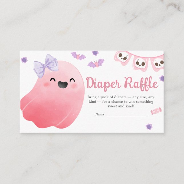 Carte D'accompagnement Petit Boo rose Halloween BabyDouche Déchets Raffle (Devant)