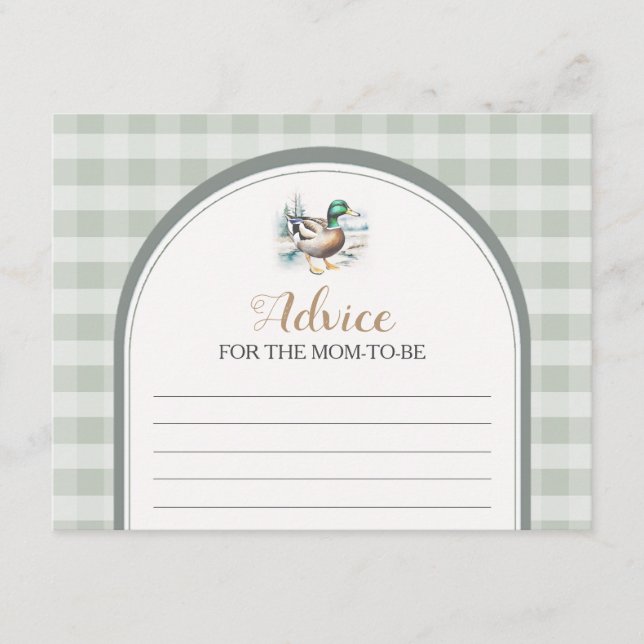 Carte D'accompagnement Petit Canard En vichy Conseil Baby shower Pour Mam (Devant)