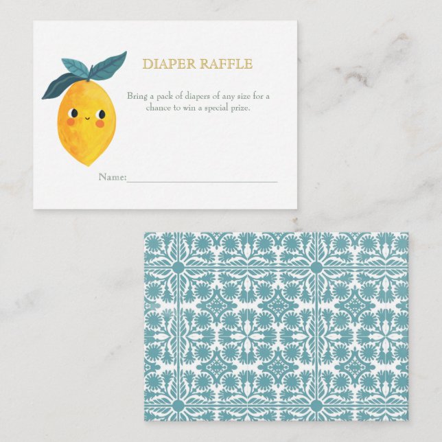 Carte D'accompagnement Petit Citron Citrus Citron Bébé Douche Déchets Raf (Devant / Derrière)