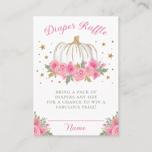 Carte D'accompagnement Petit Citrouille Baby shower de fille Raffle de co (Devant)