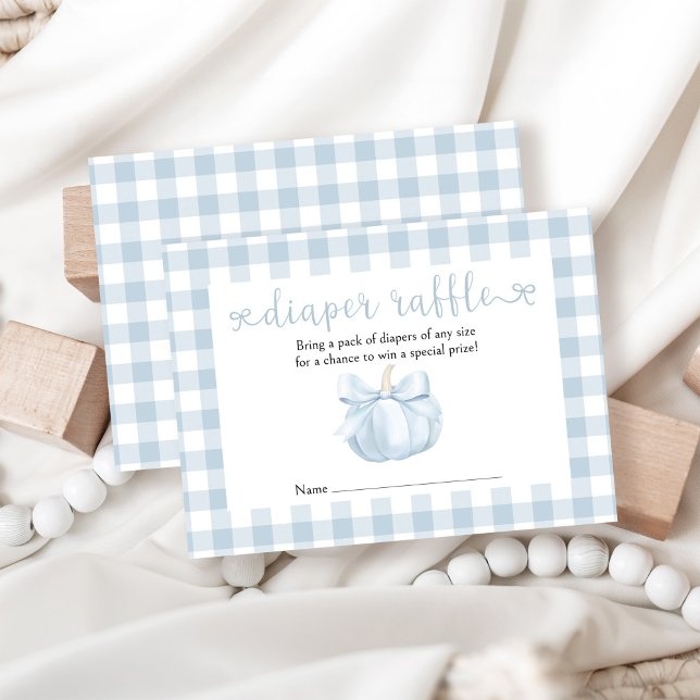 Carte D'accompagnement Petit Citrouille Blue Bow Diaper Raffle (Créateur téléchargé)
