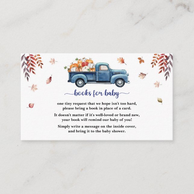 Carte D'accompagnement Petit Citrouille Boy Baby shower Livres Pour Bébé (Devant)