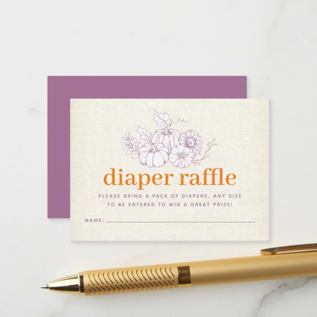 Carte D'accompagnement Petit Citrouille de lave-linge Raffin orange viole (Devant/Arrière en situation)