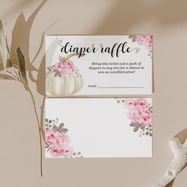 Carte D'accompagnement Petit Citrouille Déchet Raffle Rose Floral (Créateur téléchargé)